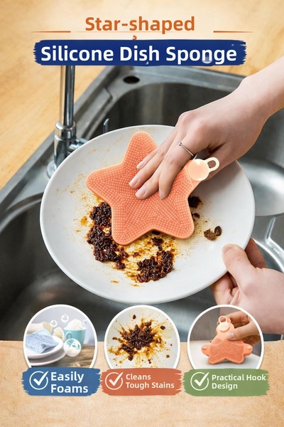 Hayveys Star Model Silicone Dish Sponge – Multi-Purpose Hygienic Cleaning Spo...