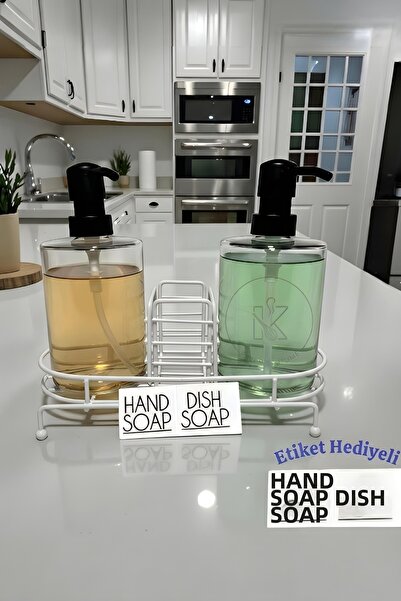Kitchera Home Set of 2 Glass Liquid Soap Dispensers with Metal Stands Decorat...
