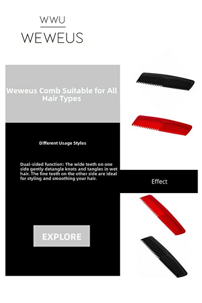 Weweus Black Red Color Mixing Comb Reversible Hair Comb