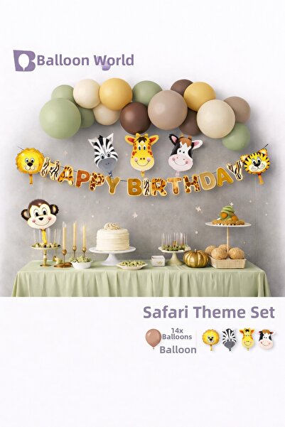 BALON DİYARI Σαφάρι Ζωικό θέμα Πανό με ειδική σχεδίαση και 6 μπαλόνια από αλο...