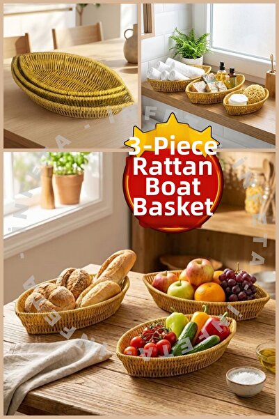 İnfeta Set de 3 coșuri pentru caiac - Coș de prezentare pentru bucătărie și b...