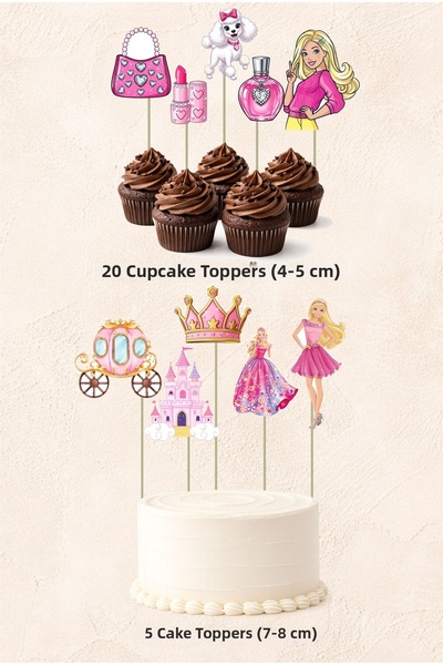 Sinek Kupası Tasarım Barbie Concept 5 Pieces Cake 20 Pieces Cupcake Mini Set ...