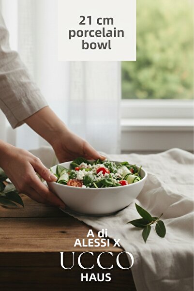 UCCO 21 cm Porcelain Artisan Salad Fruit Presentation Bowl - Food Pasta Plate