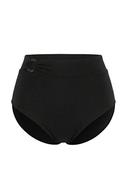 Trendyol Curve ملابس سباحة سوداء عالية الخصر مع إكسسوارات مقاس كبير TBBSS26CR...