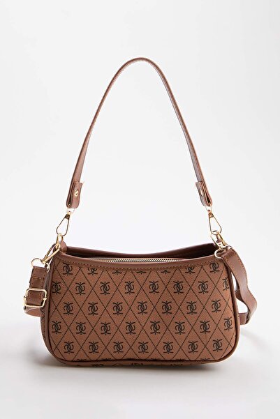 TRENDYOL SHOES Orange gemusterte Damen-Umhängetasche in Minigröße mit verstel...