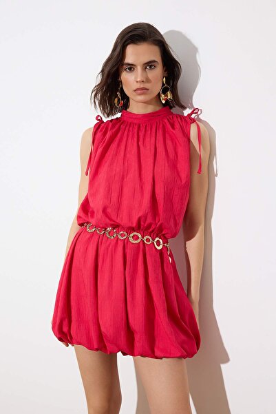 Trendyol Collection Fuchsia Balloon Skirt Detailed Short / Mini Woven Dress T...