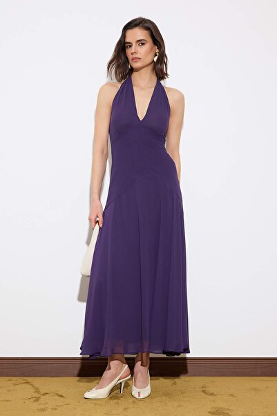 ترينديول كوليكشن إصدار محدود من فستان مور مكشكش شيفون ماكسي أنيق/فستان سهرة T...