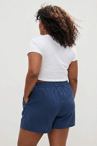 Trendyol Curve Beach Wear Navy Blue Muslin Woven High Waist Shorts & Bermuda ...