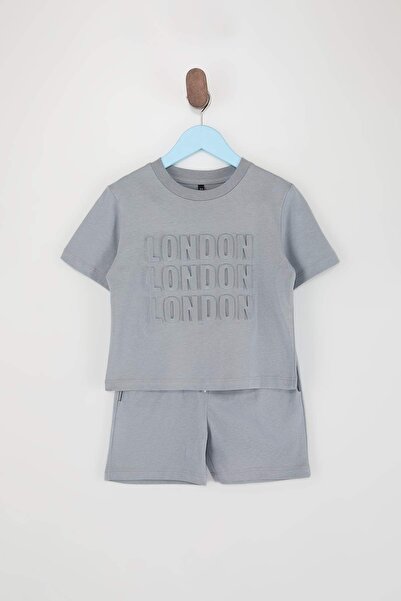 TRENDYOLKIDS Sivi melange dečački jednobojni Pleteno donji - gornji set TKDSS...