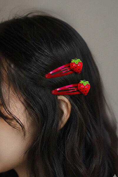 PETEK AKSESUAR 2 BUCĂȚI CATARAMĂ LATERALĂ CAPSUNĂ PENTRU COPII