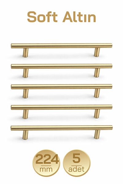 Badem10 (5 komada) 224 mm mekana zlatna metalna ručka za kuhinjski ormarić, l...
