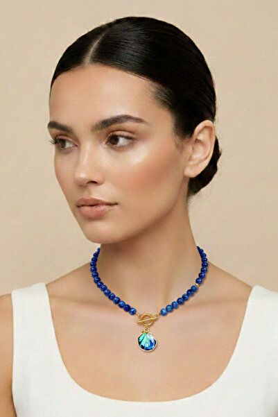 PETEK AKSESUAR قلادة ألاكاتي من الخرز الزجاجي والحجر الطبيعي