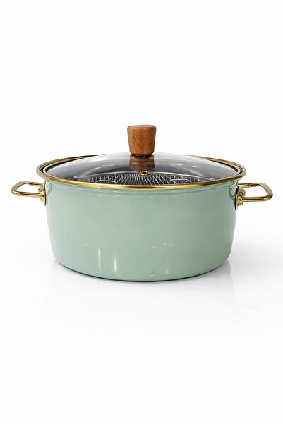 PR HOME Soft Green Emaye Kızartma Tenceresi 22 cm