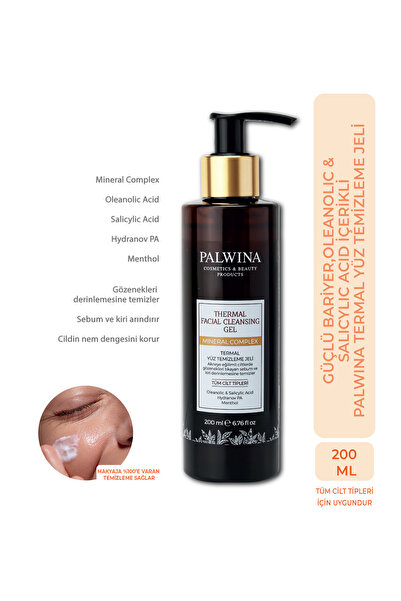 PALWINA Cosmetics Salisilik Asitli Yüz Temizleme Jeli 200 ml Akne Karşıtı Göz...