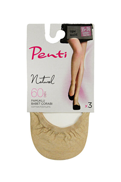 Penti Nude Colored Cotton 3-Piece Ballerina Socks