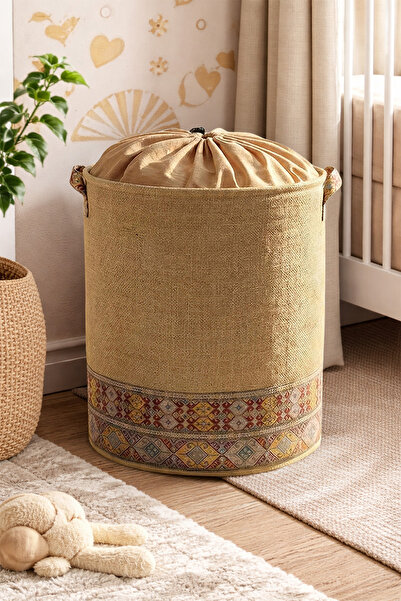 LUXWAY HOME Jüt Bohem Fileli Sepet Katlanabilir Düzenleyici Sepet - Oyuncak v...