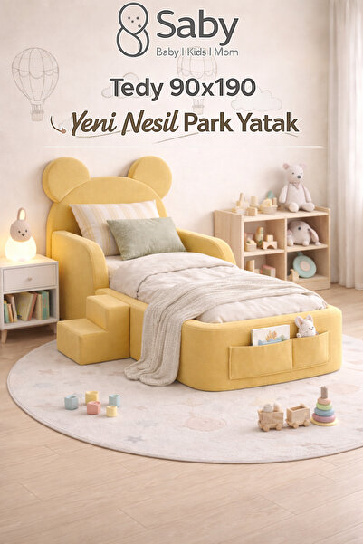 SABY Luxury Tedy Baza ve Başlıklı Montessori Full Sünger Yatak Seti