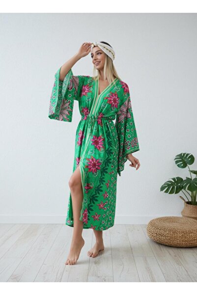 Su Koleksiyon GİZA JAPONE KOLLU BOHO STİL VİNTAGE ELBİSE