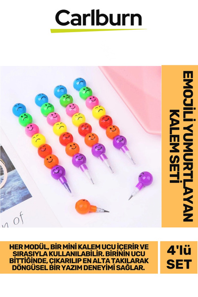 Carlburn Özel Tasarım İlkokul Okul Öğrenci Eğlenceli Renkli Hafif Emojili Yum...