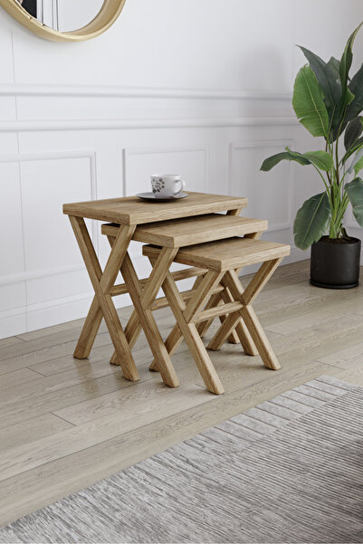 KIYMIK HOME 4013 Zigon Sehpa – %100 Gerçek Ağaç