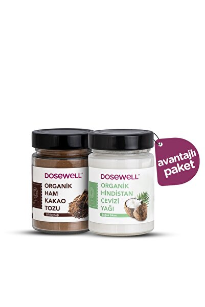 Dosewell Organik Hindistan Cevizi Yağı 300ml + Ham Kakao Tozu 140gr (2’li Ava...