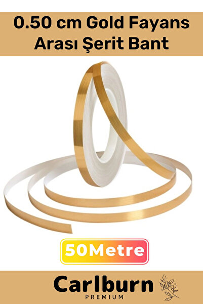 Carlburn Özel Üretim Kendinden Yapışkanlı Suya Dayanıklı 1 cm 50 Metre Gold F...
