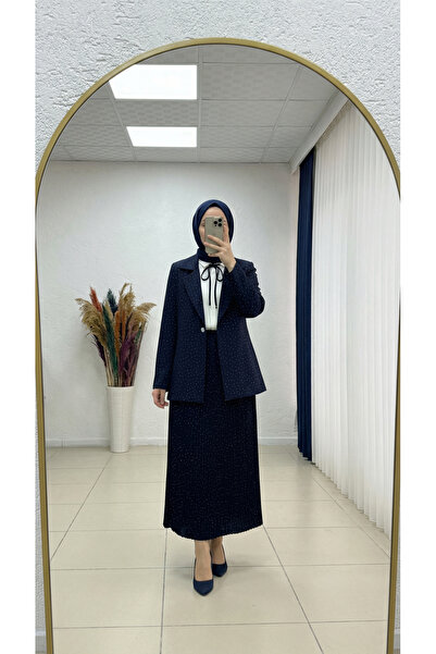 MİHRA STORE Fatmagül Tek Düğmeli Eteği Piliseli Taşlı Etekli Takım-GE1233 Lac...