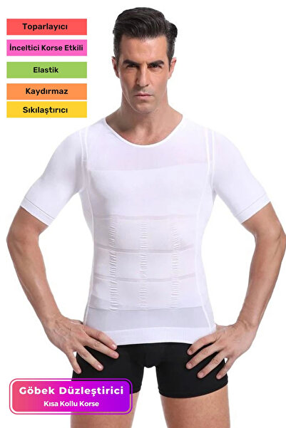 Carlburn Corset pentru bărbați cu mânecă scurtă, pentru fermitatea abdomenulu...