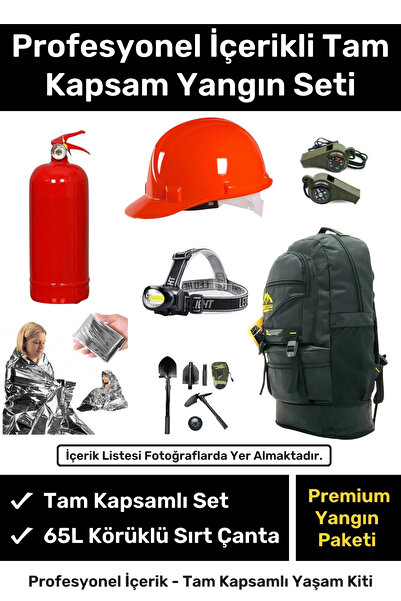 Carlburn Premium Tam Kapsamlı Hazır Yangın Tüpü Battaniye Kazma Kürek Baret D...