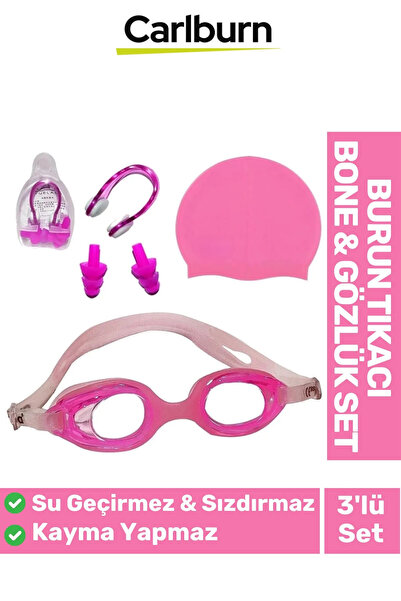 Carlburn Su Geçirmez Silikon Havuz Deniz Bone Şapkası Yüzücü Gözlüğü Elastik ...