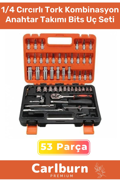 Carlburn Özel Üretim Titanyum 1/4 Cırcırlı 53 Parça Lokma Tork Kombinasyon An...