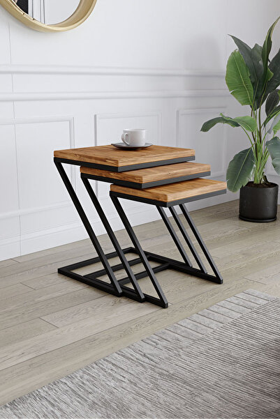 KIYMIK HOME 4000 Zigon Sehpa – %100 Gerçek Ağaç - Köknar