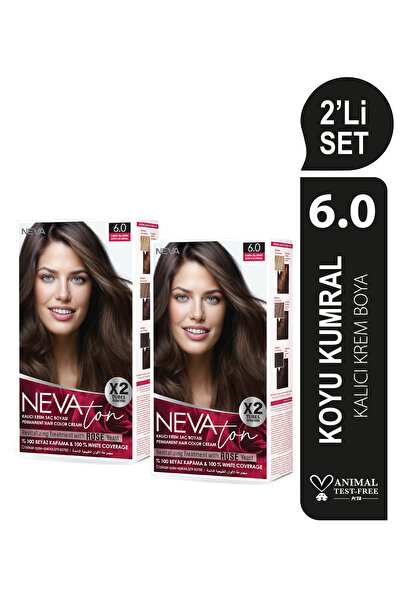 Nevaton 2'Lİ SET 6.0 KOYU KUMRAL Kalıcı Krem Saç Boyası Seti (4 boya + 4 oksi...