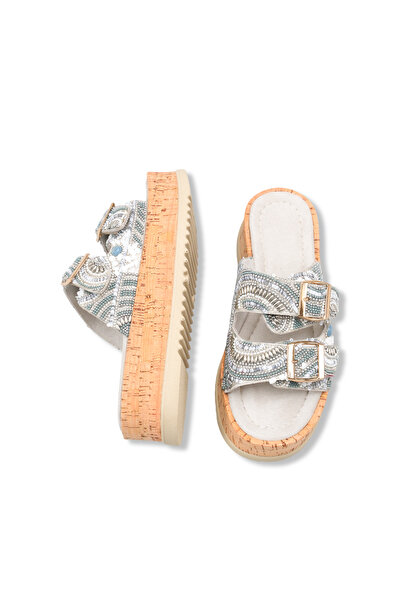 DELSOLERA Women's Natural Stone Look Colorful Bead Embellished Detailed Doubl...