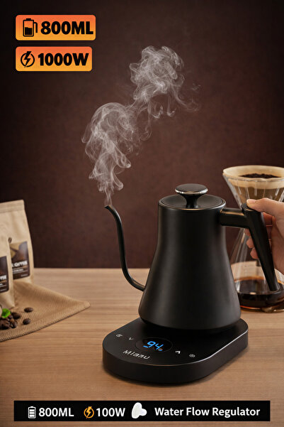 MIBRU غلاية كهربائية V60 سعة 800 مل ذات عنق معقوف، بقوة 1000 واط، تسخين سريع ...