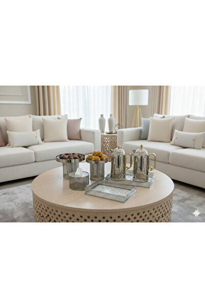 Generic طقم ضيافة عصري متكامل – مكون من طقم ترامس شاي وقهوة + طقم استاند كيك ...