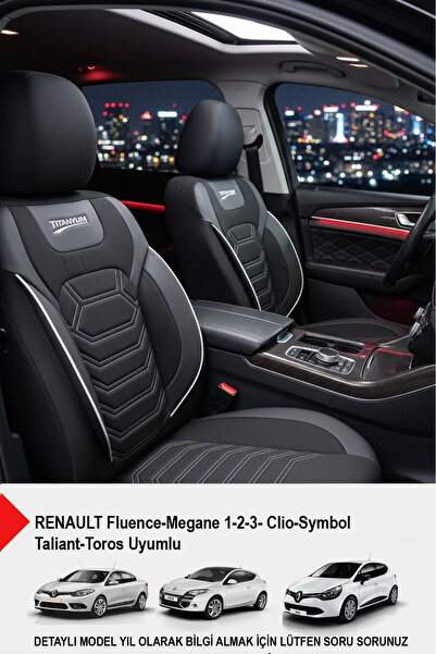 GM-DESIGN Titanium Series Luxury Linen Car Seat Cover (Renault Fluence-Megan1...