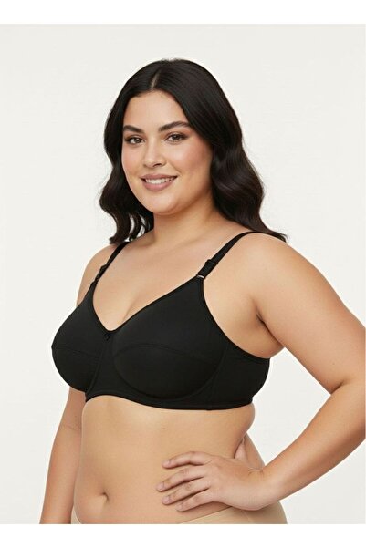 enmodaiçgiyim Чорний бюстгальтер без кісточок і банечок з бавовняної трикотаж...