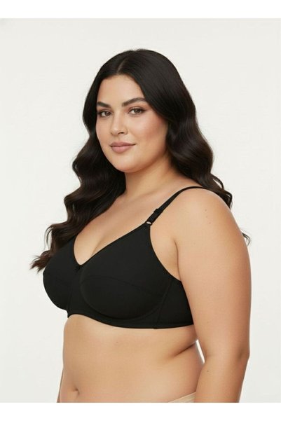 enmodaiçgiyim Black Sponge-Free Underwire Cotton Combed Bra – Ideal for Comfortable and Natural Daily Use