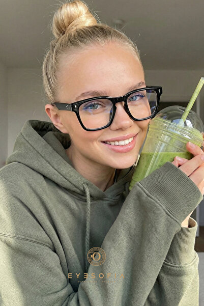 Eyesofia نظارات Pentag للجنسين ذات إطار أسود وفلتر الضوء الأزرق وفلتر الضوء ا...