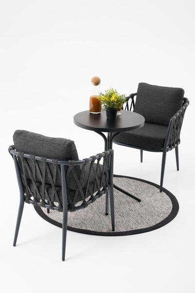 Divona Home Rapunzel Bahçe Balkon Bistro Set ANTRASİT