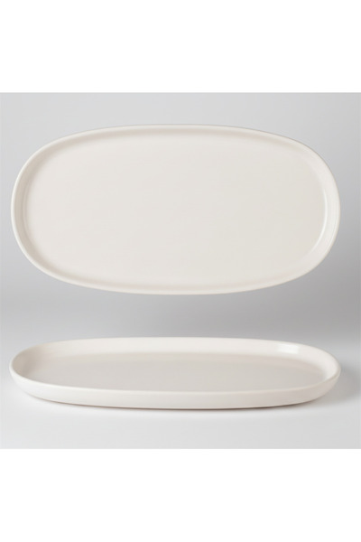 İpek Porselen 6-Person Nodric Kenar Oval Kayak Salad Plate 25cm Cream Color