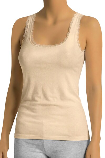 Öts Women's Tank Top with Lace and Thick Straps (%90 Viscose - %10 Elastane)