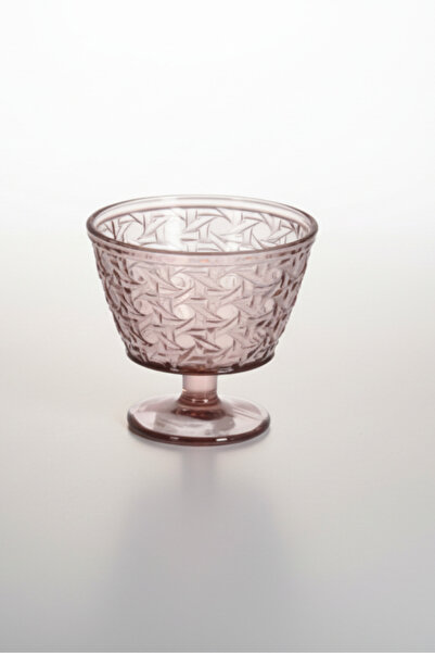 İpek Porselen 6 Kişilik Mürdüm Renkli Kabartma Desenli Cam Dondurmalık Seti 3...