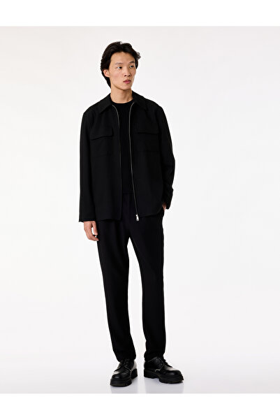 Koton straight fit Pantaloni din material textil cu cu buzunare nasturi texturat