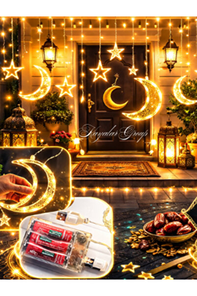 KAYAX Ay yıldız dekoratif aydınlatma saçak perde led Ramazan ledi