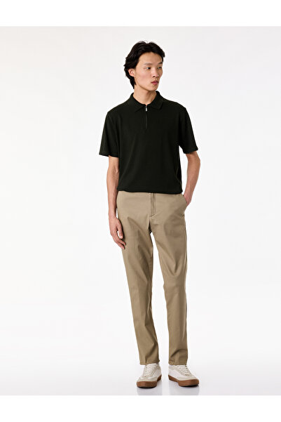 Koton Regular Fit Viscose Half Zipper Short Sleeve Knitwear T-Shirt