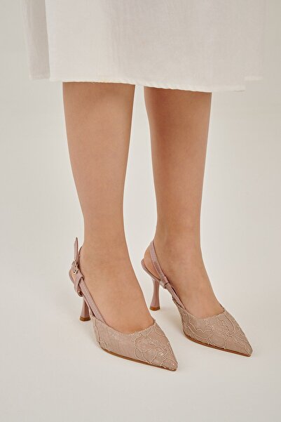 Modezya حذاء يولاندا سلمون النسائي ذو الكعب العالي والمقدمة المدببة مع حزام ب...