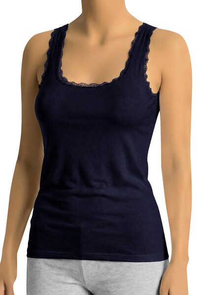 Öts Women's Tank Top with Lace and Thick Straps (%90 Viscose - %10 Elastane)