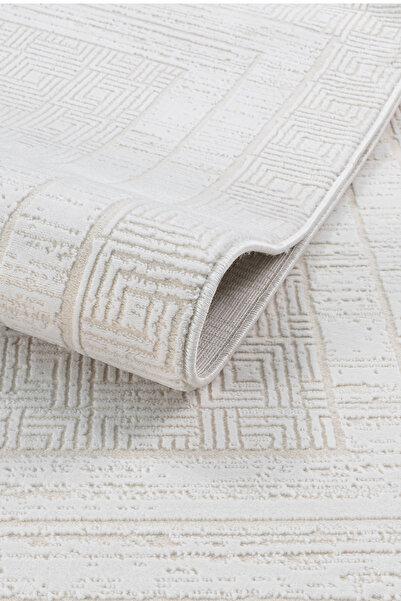 Evrium Home Krem 7107 Modern Desen Doğal Taban Tozumaz Salon Koridor Mutfak Ç...